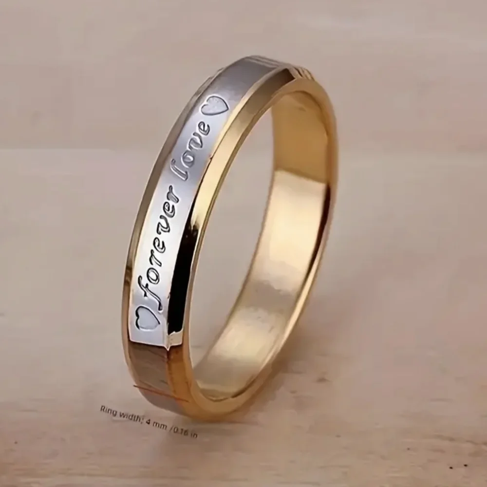 New 1pc Stainless Steel 18k Golden Plated Wedding Ring, T1B6G